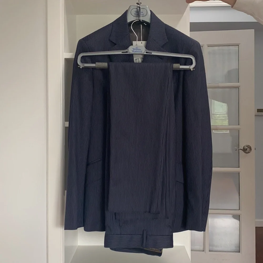 Vivienne Westwood Navy Pinstripe Suit Jacket